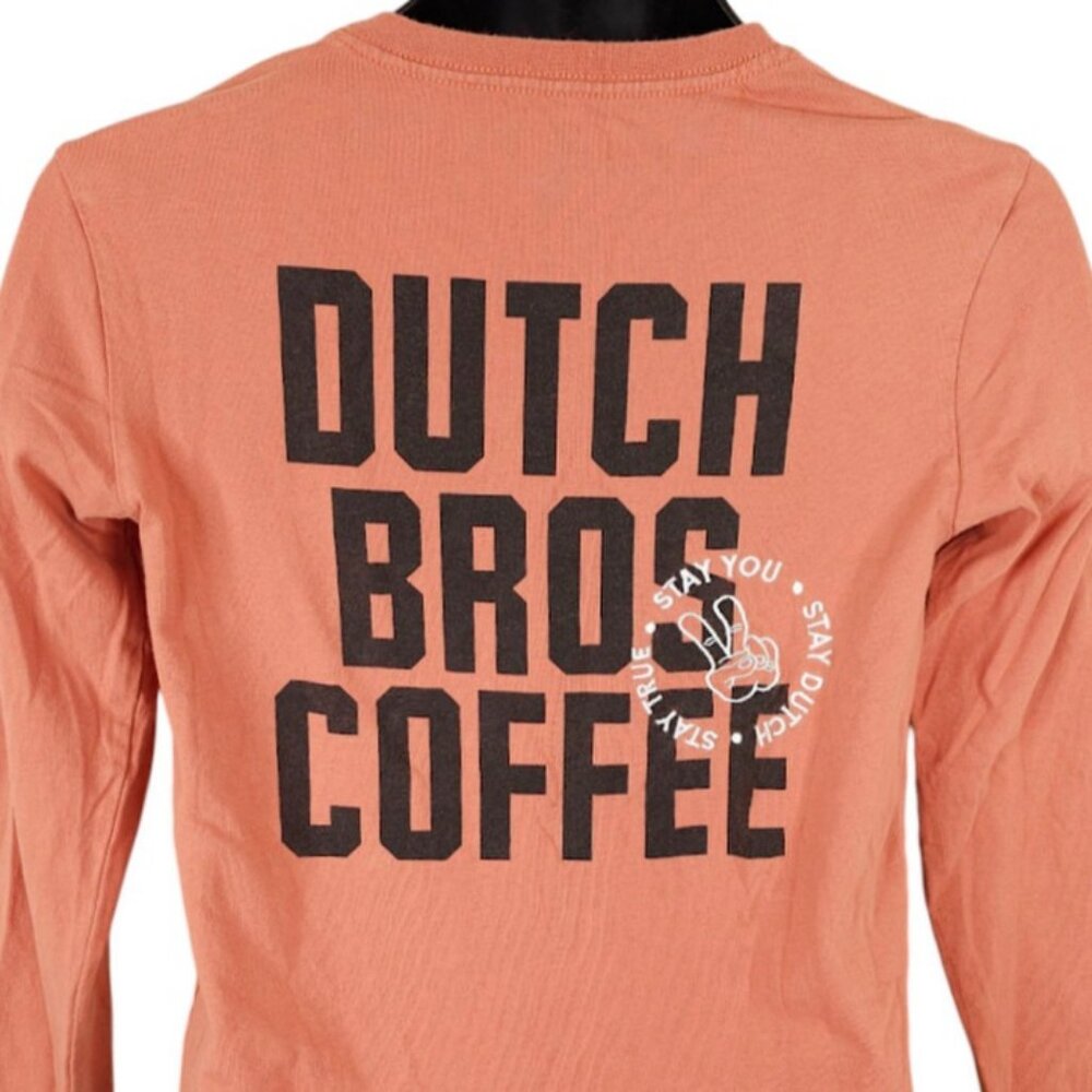 Dutch Bros Coffee T Shirt Womens Size Medium Orange Stay You Stay Dutch